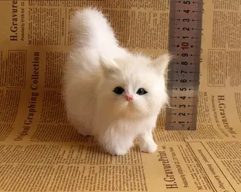 simulácia kožušín, biela mačka 14x13cm miaow mačka model hračka ,polyetylén živice remeslá, domáce dekorácie darček a2487