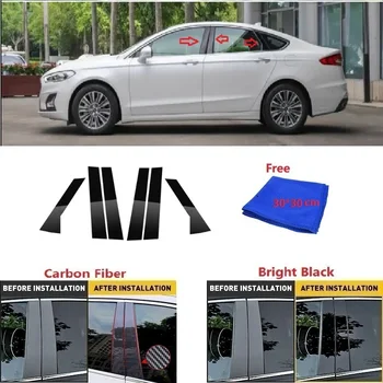 Vhodné Pre Ford Mondeo 2013-2020 Uhlíkových Vlákien Čierne Auto Okná Dvere Stĺpec BC Pilier Post Kryt Výbava Zrkadlový Efekt PC Nálepky