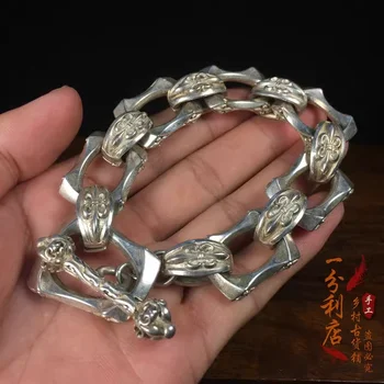 Laoyin ručne vyrábané strieborné reťaze / Náramok / Tibetského Striebra národnej módne šperky pre mužov a ženy / sľubný Náramok