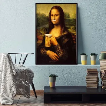 Nordic Štýl Minimalizmus Mona Lisa Plagát Na Stenu Umelecké Plátno, Vytlačí Pivo Maľovanie Modulárny Obrázky Obývacia Izba Moderného Domova