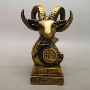 8 Palcový Bronz, Meď Domácnosti Feng Shui Bohatstvo Hromadenie Bohatstva Ovce Hlavu Sochy