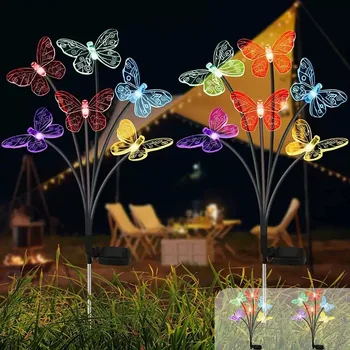 Nové Záhrady Solárny Motýľ Svetlá Vonkajšie 6led 8led 10led Dekor Solárne Kosačky Ľahké Nepremokavé Vklad Svetlá Pre Dvore Cesta Terasa