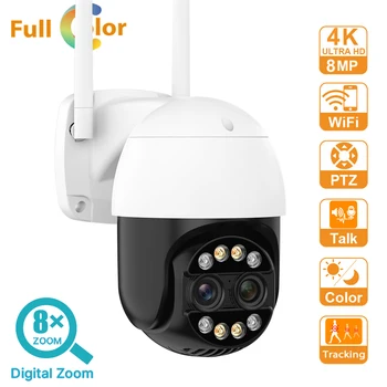 4K 8MP Duálny Objektív Smart Wifi PTZ Fotoaparát 8x Digitálny Zoom AI Ľudských Detekcie Auto Tracking ONVIF Bezdrôtových IP CCTV Bezpečnostné Kamery