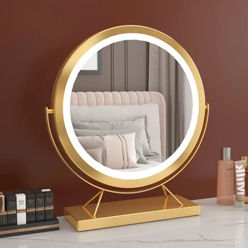 Zlaté Make-Up Zrkadlo Kruhu Stôl Malé Luxusné Nordic Stojace Zrkadlo Dievčatá Márnosť Espelhos Decorativos Miestnosti Dekorácie Estetické