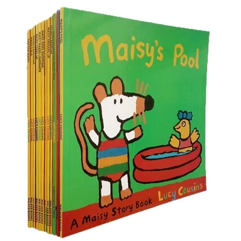 12 Kníh/Set Maisy Plávať Taška Vlna Myši Myš anglický Obrázkové Knihy Deťom Príbeh Knihy, Nálepky Knihy IQ EQ Školenia