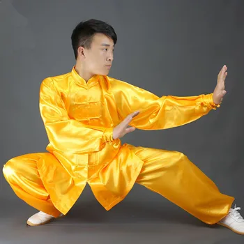 Čínske Tradičné Tai Chi Kung Fu Uniformy Deti, Dospelých Satin Výkon Tanečné Kostýmy Ranná Gymnastika Wushu Oblek