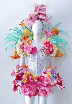 Nová Kvetinová víla kombinézu krásne kvety pierko cosplay kostým ženy party girl Milan Fashion Week fáze show nosenie Nastaviť