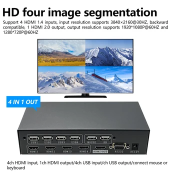 4x1 Video Wall Radič 4K HD 1080P Multi Screen Šitie Procesor TV Spojov Box Splicer KVM kompatibilný s HDMI
