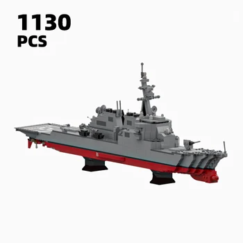 Vojenské Arleigh Burke MOC Frigate stavebným Bojové súpravy Navy vojnová loď model Navádzané strely tehly nastaviť Cruiser vozidla