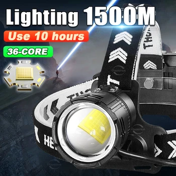 XHP360 Vysoký Výkon Rybárske Svetlomet USB Nabíjateľné Svetlo Super Jasná Svetlometu 18650 Kempovanie Turistika Silný Hlavu Blesku