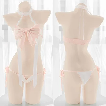 Japonský Dámske Cosplay Kostýmy, Sexy Polyester S Uväzovaním Za Bikini Priesvitný Set Spodnej Bielizne Sladký Darček Pyžamo Podväzky Bielizeň