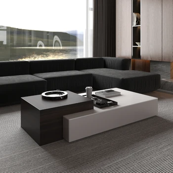 Moderná Obývacia Izba Domov Minimalistický Taliansky Multi-Funkčné Svetla Luxusné Koncepcia Zmysel Kamenné Dosky Čaj Stôl