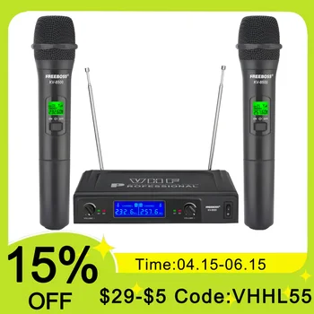 FREEBOSS Dual Kanály Bezdrôtový Mikrofón 2 Ručné VHF s Pevnou Frekvenciou Profesionálny Dynamický Mikrofón Systém pre Karaoke KV-8500
