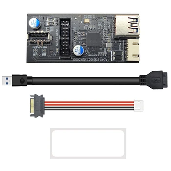 USB3.2 Predné GEN1 19PIN na 19PIN+TYP-E(KEY) Adaptér Rozširujúca Karta s SATA15PIN na Kábel 4PIN