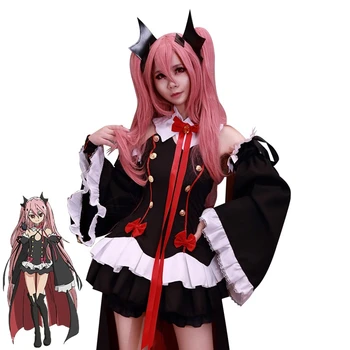 Anime Seraph Konca Kráľovná Upír Krulich Tepes Cosplay Kostým Čiernej Maškarný Halloween Kostýmy pre Ženy S-XL