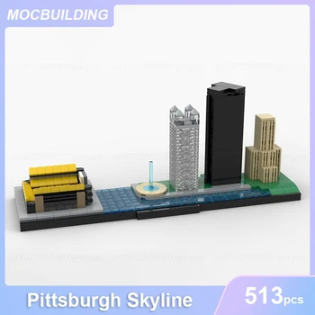 Pittsburgh Skyline Model MOC Stavebné Bloky DIY Zhromaždiť Tehly Architektúry Vzdelávacie Tvorivé Deti, Hračky, Darčeky 513PCS