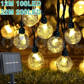 1 ks Slnečného Svetla Crystal Ball 22 M LED Svete String Svetlá Rozprávkových Svetiel Girlandy Na Vianočné Party Záhrada, Vonkajšie Dekorácie