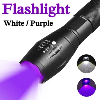2-V-1 Ultrafialové Biela Lampa Dvojité Čítanie Vysúvacia Baterka LED Zoom Svetlo UV Pet Moču Škvrna Detektor Outdoor, Lov Nástroj