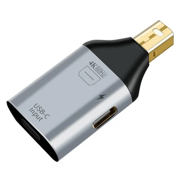 USB napájací Adaptér Typ-C samíc -Kompatibilné DP MiniDP Muž Adaptér Video HD 4K@60Hz (MINI DP-Rozhranie Kompatibilné)