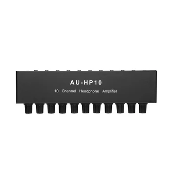 AU-HP10 10 Kanálový Stereo Slúchadlový Zosilňovač Audio 1Input 10 Výstup Predzosilňovač -Control NJM4556A DC12-24V
