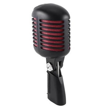 1 Kus Profesionálne Klasické Retro Vokálny Dynamický Mikrofón Black & Red Metal Swing Mikrofón Pre Live Výkon Karaoke