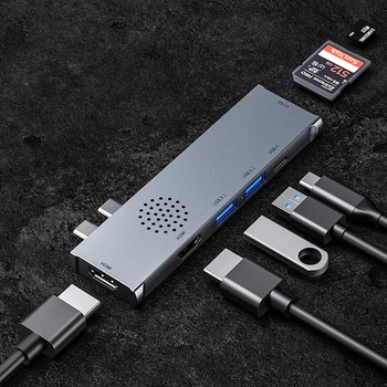 USB 3.1 Typ-C Hub 2*4 HDMI Adaptér 2USB 3.1 PD 100W Thunderbolt 3 s TF SD Slot Čítačky pre MacBook Pro/Vzduch 2018 - 2020